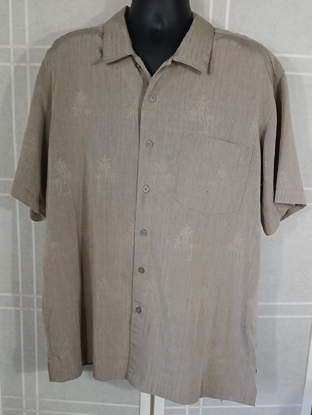 Taupe Aloha Shirt With Palm Trees